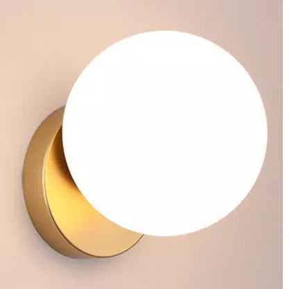 JS-GL-76042 - ANTIQUE BRASS METAL Glass Ball Wall Light