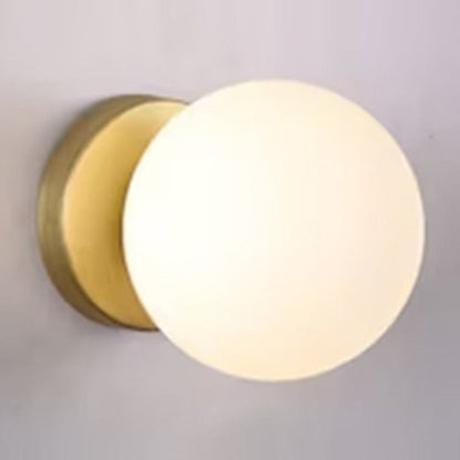 JS-GL-76043 - ANTIQUE BRASS METAL Glass Ball Wall Light