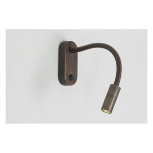 JS-GL-7777-1 AB - Brushed Bronze Metal & Leather Modern Wall Light