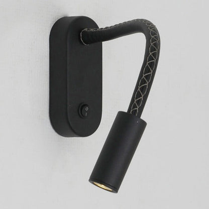 JS-GL-7777-BK - Black Metal & Leather Modern Wall Light