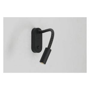JS-GL-7777-BK - Black Metal & Leather Modern Wall Light