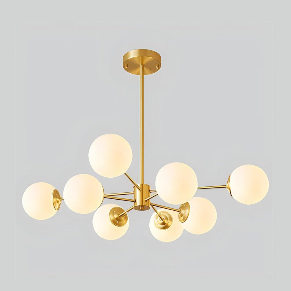 JS-GL-7806-8 - Antique Brass Metal Glass Ball Chandelier