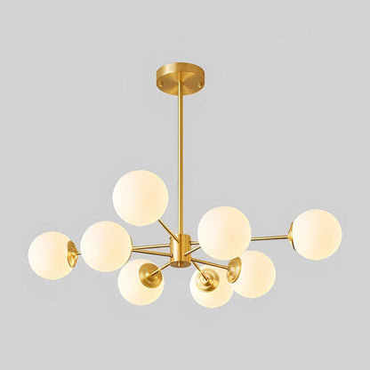 JS-GL-7806-8 - Antique Brass Metal Glass Ball Chandelier