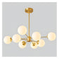 JS-GL-7806-8 - Antique Brass Metal Glass Ball Chandelier