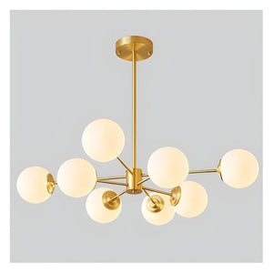 JS-GL-7806-8 - Antique Brass Metal Glass Ball Chandelier
