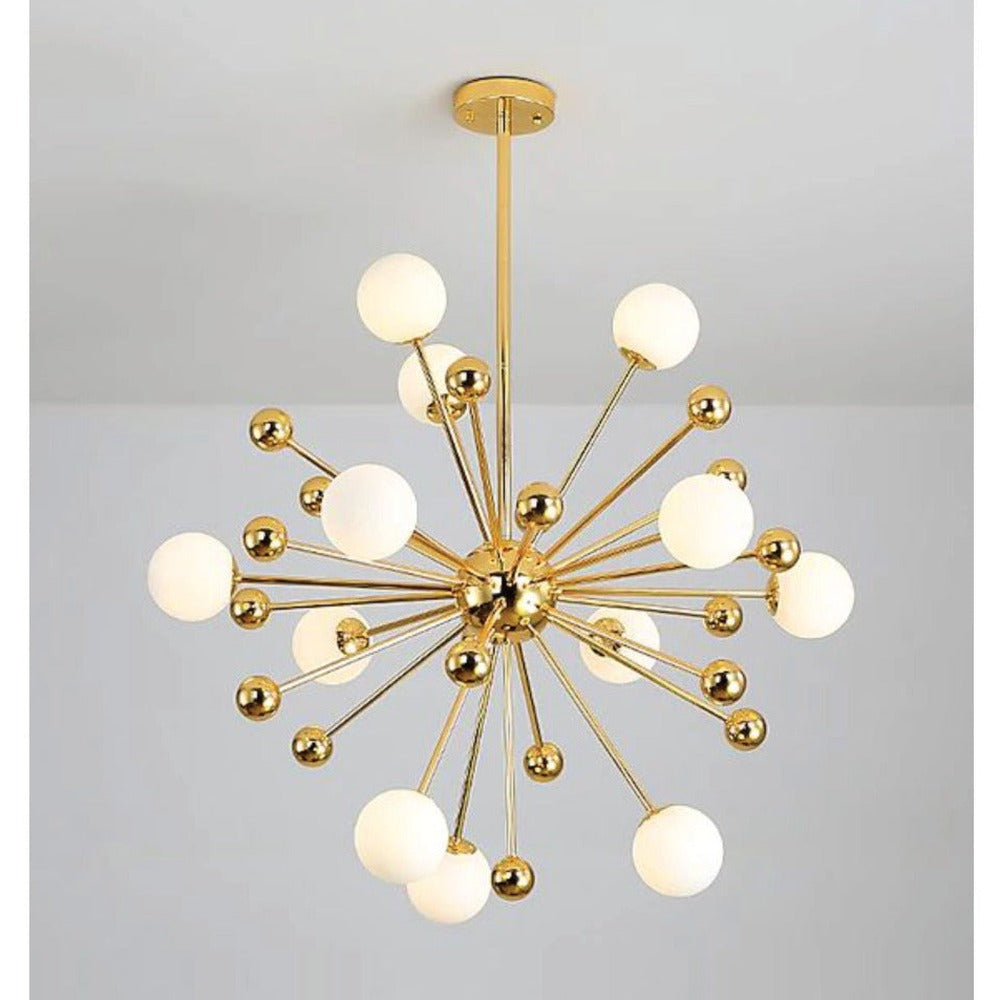 JS-GL-7807-12 - French Gold Metal Glass Ball Chandelier