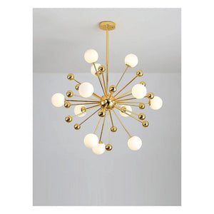 JS-GL-7807-12 - French Gold Metal Glass Ball Chandelier