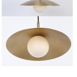 JS-GL-7870-1H - BRUSHED BRASS METAL Glass Hanging Light