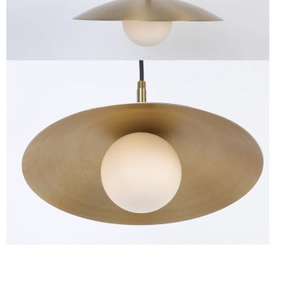 JS-GL-7870-1H - BRUSHED BRASS METAL Glass Hanging Light