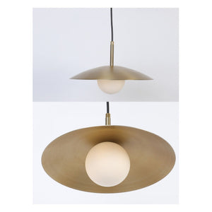 JS-GL-7870-1H - BRUSHED BRASS METAL Glass Hanging Light
