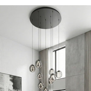 JS-GL-792-10 - BLACK METAL & SILICONE Glass Hanging Light
