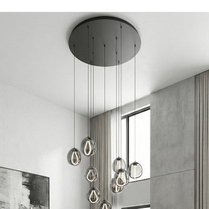 JS-GL-792-10 - BLACK METAL & SILICONE Glass Hanging Light