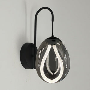 JS-GL-792-W - Black Metal & Glass & Silicon Modern Wall Light