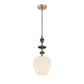 JS-GL-7954-1 - Antique Brass Metal & Ceramic Glass Hanging Light