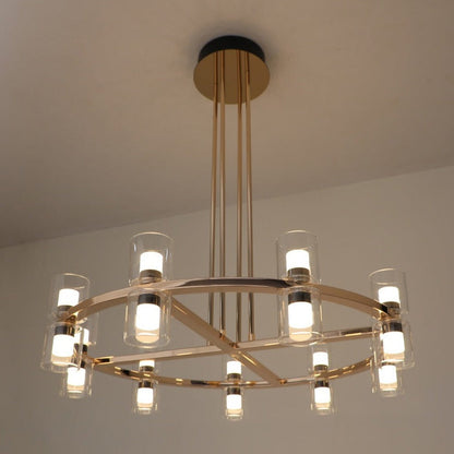 JS-GL-7967-650 - French Gold Metal & Glass & Acrylic Led Chandelier