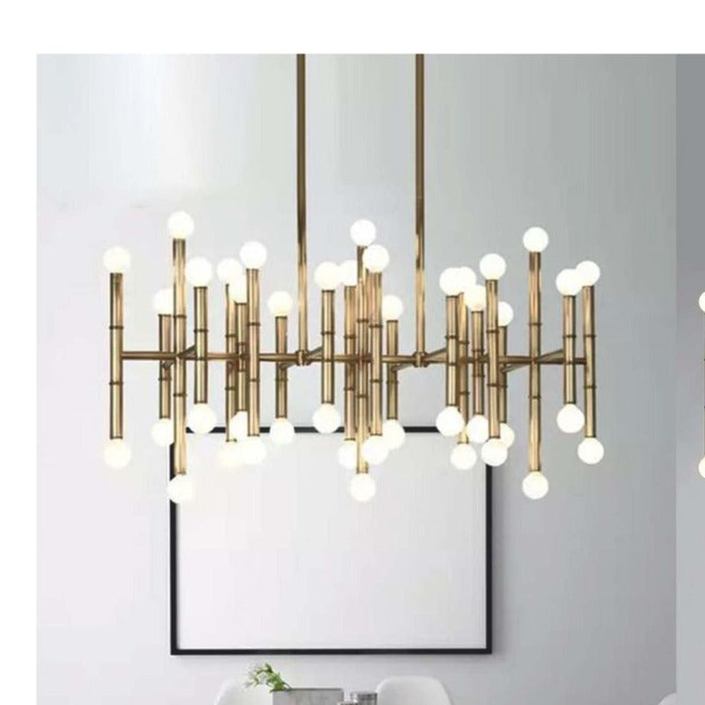 JS-GL-7986-42 - Antique Brass Metal Led Chandelier