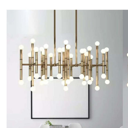 JS-GL-7986-42 - Antique Brass Metal Led Chandelier