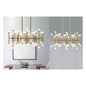 JS-GL-7986-42 - Antique Brass Metal Led Chandelier