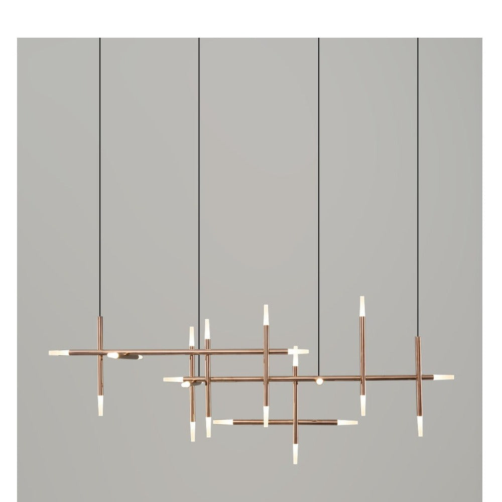 JS-GL-7996-2000 - French Gold Metal & Acrylic Rectangular Chandelier