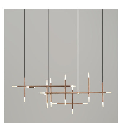 JS-GL-7996-2000 - French Gold Metal & Acrylic Rectangular Chandelier