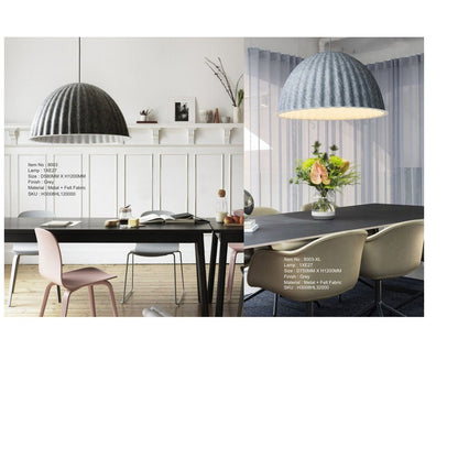 JS-GL-8003 - Grey Metal & Felt Fabric Modern Hanging Light