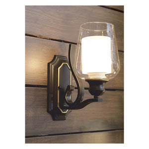JS-GL-80178-1 - RUSTIC BLACK & GOLD METAL Glass Wall Light