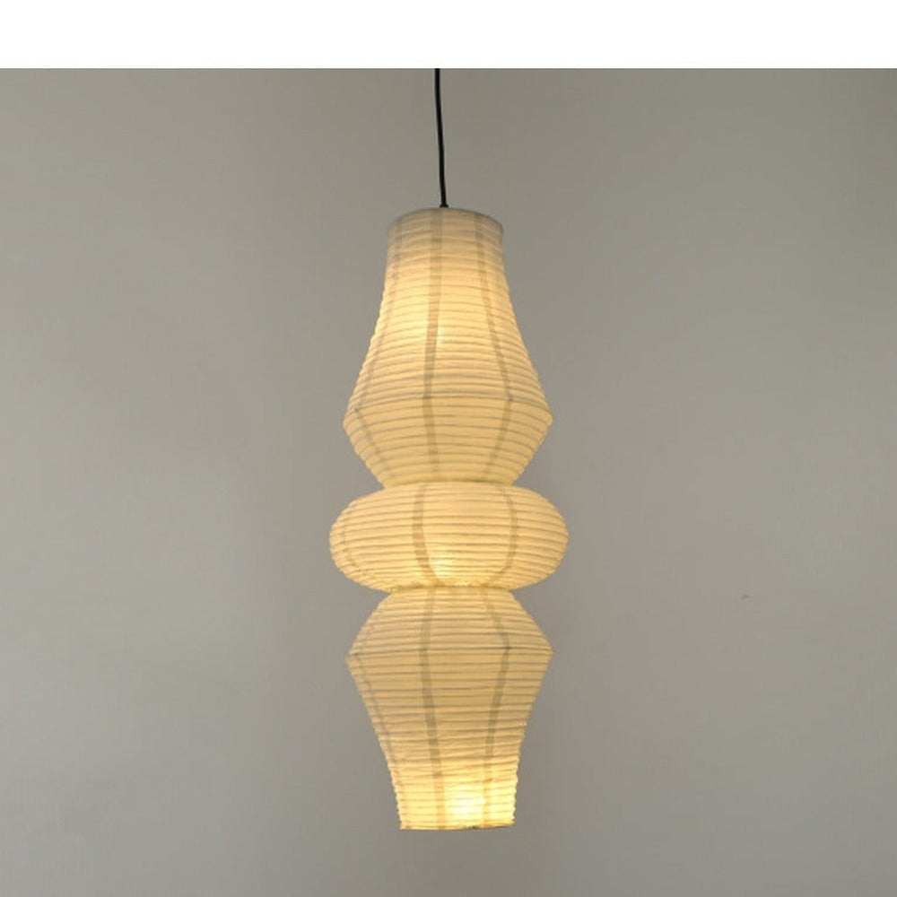 JS-GL-8018-3C - Black & White Metal & Rice Paper Modern Hanging Light