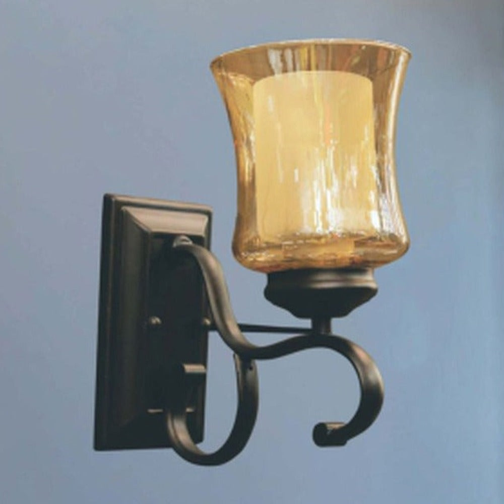 JS-GL-80207-W - RUSTIC BLACK METAL Glass Wall Light