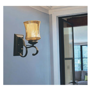 JS-GL-80207-W - RUSTIC BLACK METAL Glass Wall Light