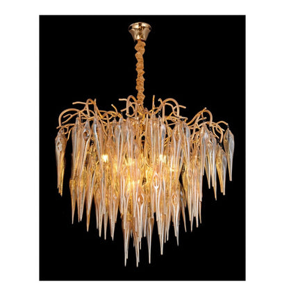 JS-GL-8035-800 - Gold Metal & Glass Crystal Chandelier