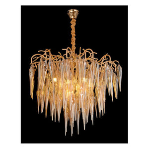 JS-GL-8035-800 - Gold Metal & Glass Crystal Chandelier