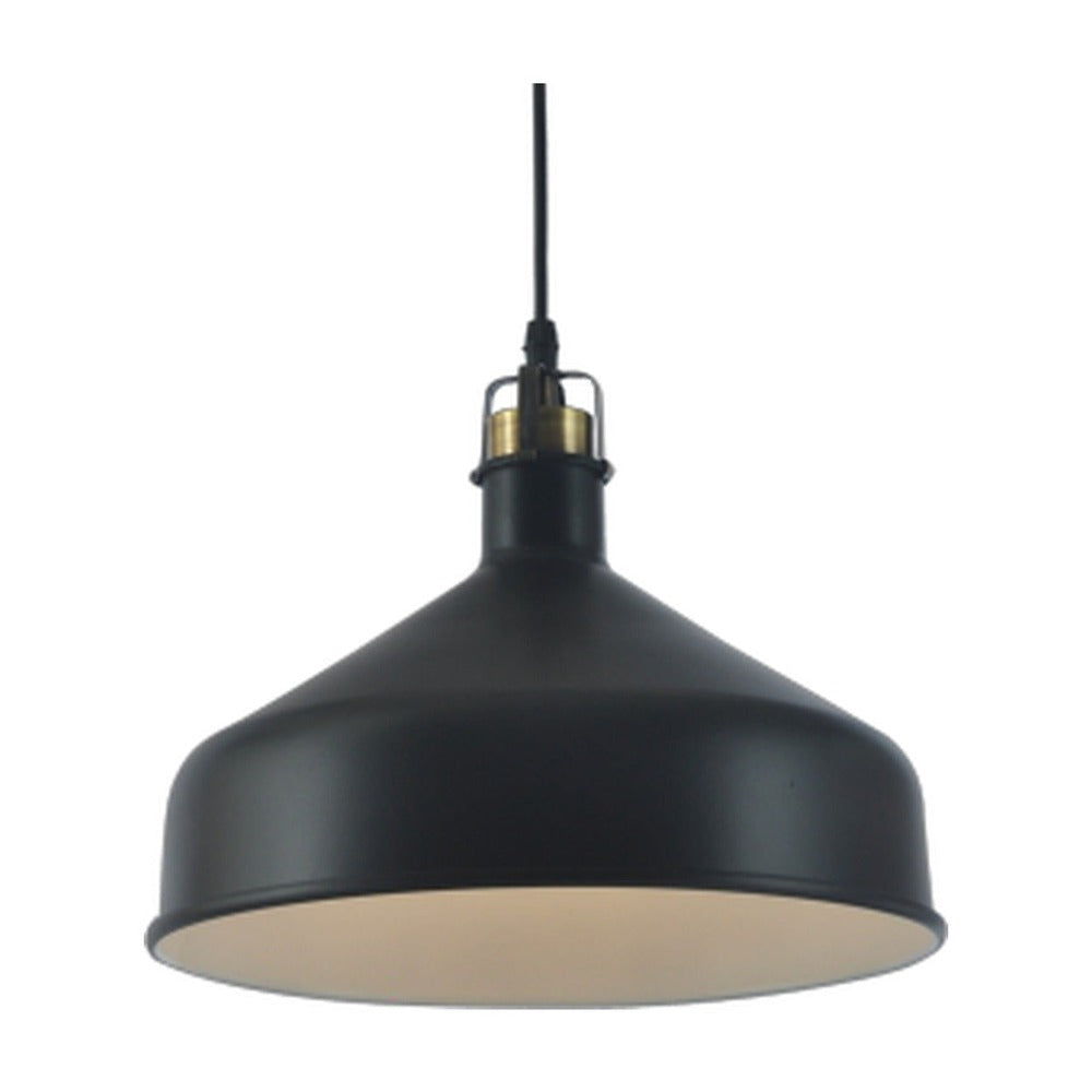 JS-GL-8049-1BK HL - BLACK & ANTIQUE BRASS & WHITE Metal Hanging Light