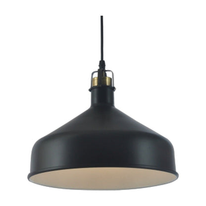 JS-GL-8049-1BK HL - BLACK & ANTIQUE BRASS & WHITE Metal Hanging Light