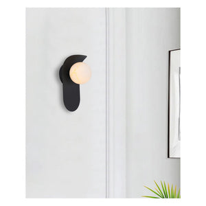 JS-GL-805-W - Black Metal & Glass Modern Wall Light