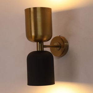 JS-GL-8055-AB-BK - Antique Brass & White & Black Metal Modern Wall Light