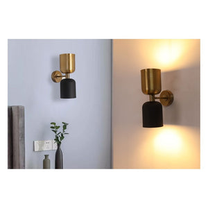 JS-GL-8055-AB-BK - Antique Brass & White & Black Metal Modern Wall Light