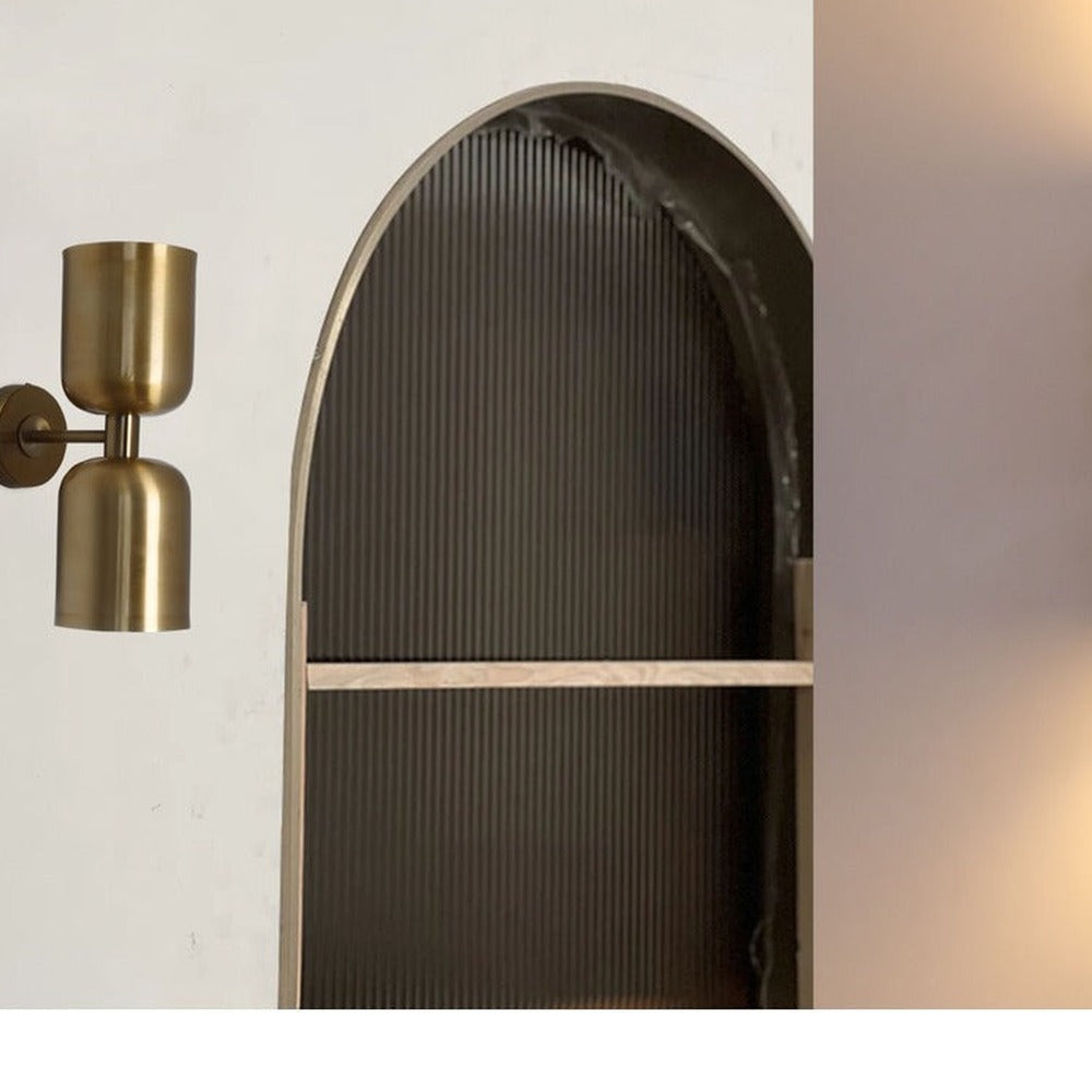 JS-GL-8055-F AB - Antique Brass & White Metal Modern Wall Light