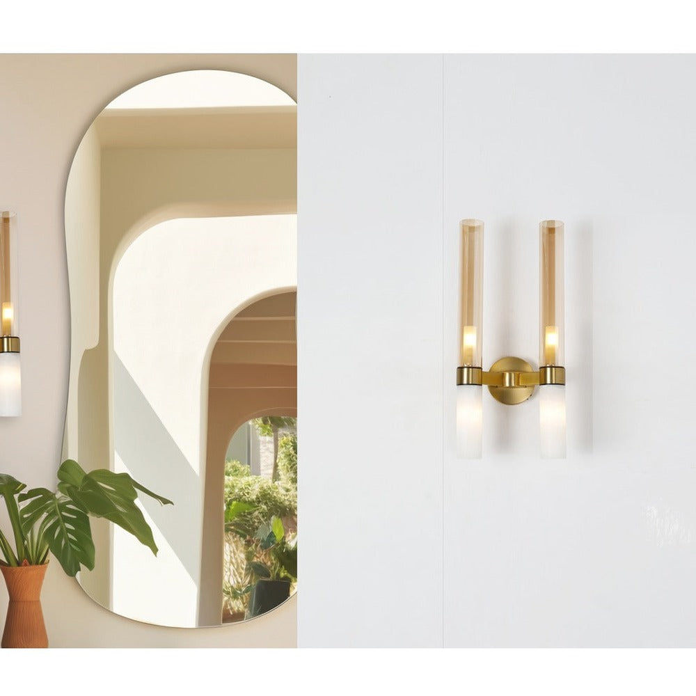 JS-GL-80556-2 - Antique Brass & Black Metal & Onyx Marble & Glass Modern Wall Light