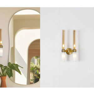 JS-GL-80556-2 - Antique Brass & Black Metal & Onyx Marble & Glass Modern Wall Light