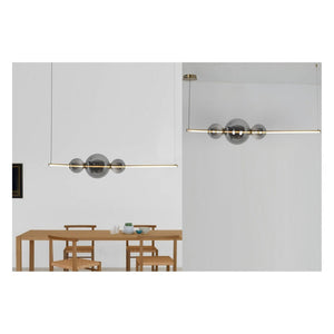 JS-GL-8105-3 - Antique Brass Metal & Glass & Acrylic Led Chandelier