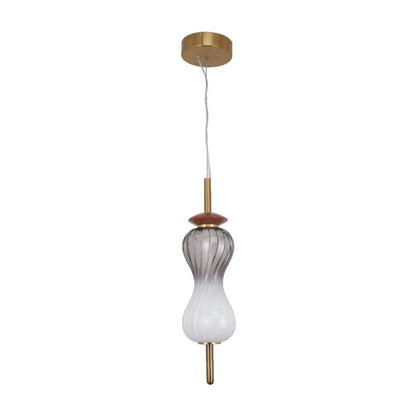 JS-GL-81067-1P - Antique Brass Metal & Ceramic Glass Hanging Light