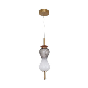 JS-GL-81067-1P - Antique Brass Metal & Ceramic Glass Hanging Light