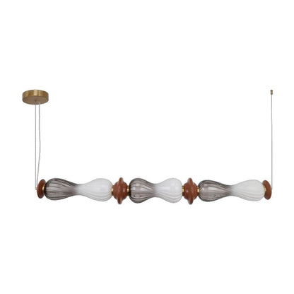 JS-GL-81067-3 - Antique Brass Metal & Ceramic Glass Hanging Light