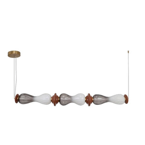 JS-GL-81067-3 - Antique Brass Metal & Ceramic Glass Hanging Light
