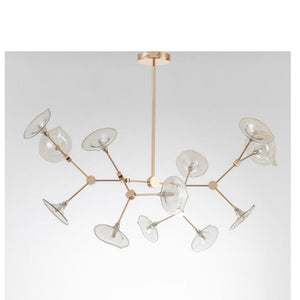 JS-GL-8109-12 - French Gold Metal Glass Ball Chandelier
