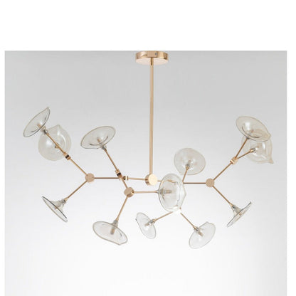 JS-GL-8109-12 - French Gold Metal Glass Ball Chandelier