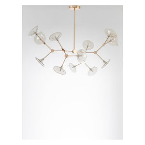 JS-GL-8109-12 - French Gold Metal Glass Ball Chandelier