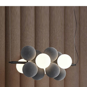 JS-GL-8139 - Grey & Black Metal & Acrylic & Fabric Glass Ball Chandelier