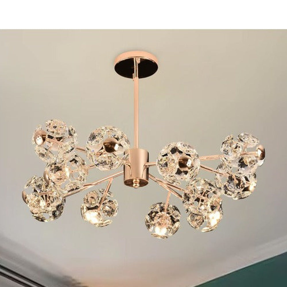 JS-GL-8160-12 - French Gold Metal & Crystals Modern Chandelier