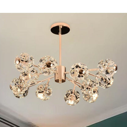 JS-GL-8160-12 - French Gold Metal & Crystals Modern Chandelier